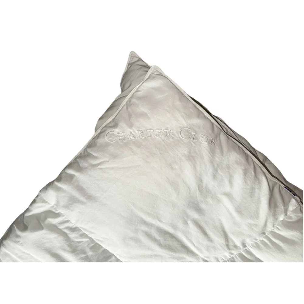 Charter Club White Chambered Queen Down Comforter Feather Bedding Luxury 102x90